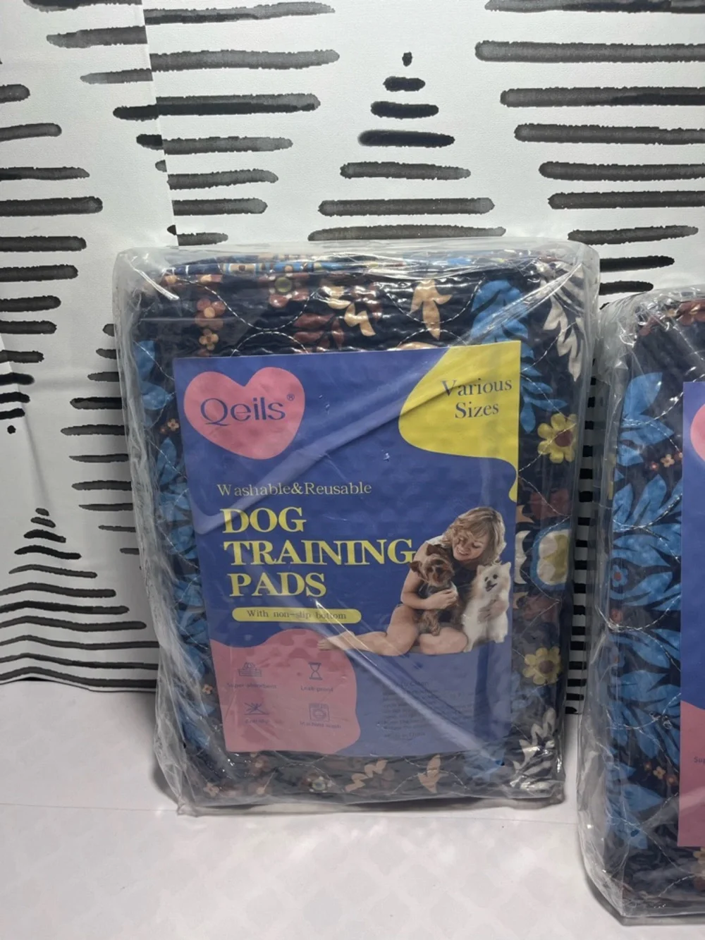 Washable Blue Floral Dog Training Pee Pads - 2 Pack